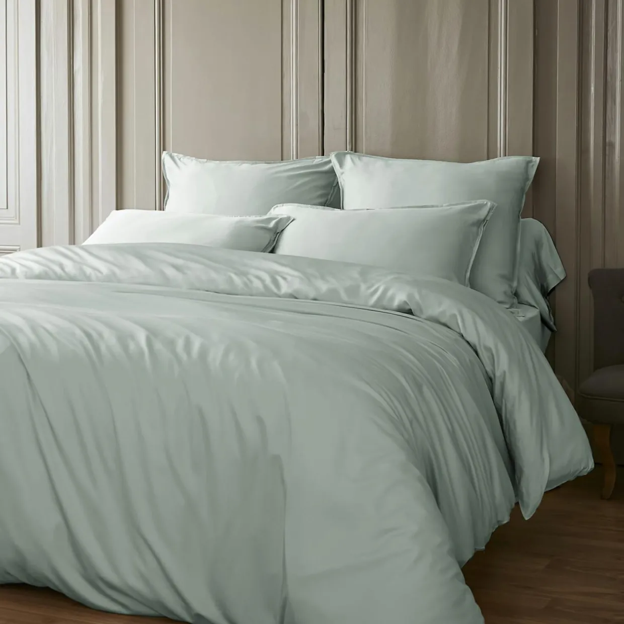 Taie d'oreiller rectangulaire satin de bambou (50 x 80 cm) Sienna Vert eucalyptus