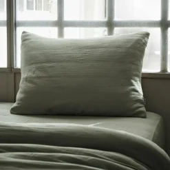 Taie d'oreiller rectangulaire gaze de coton (50 x 80 cm) Gaïa Vert romarin