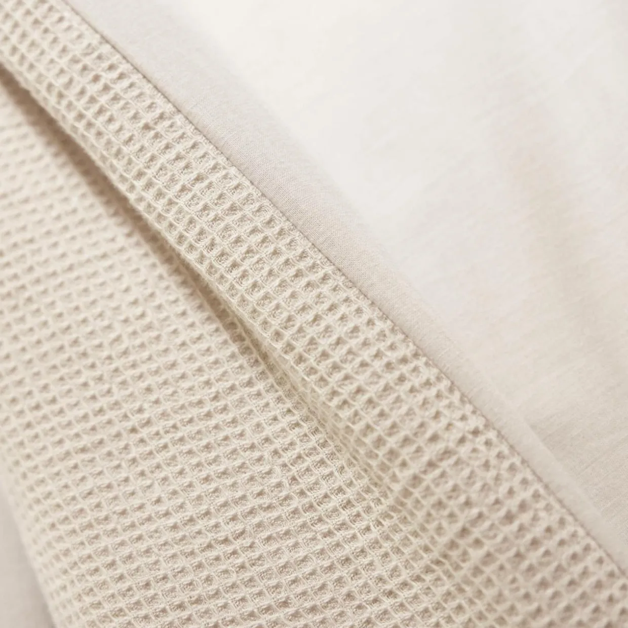 Taie d'oreiller rectangulaire coton nid d'abeille (50 x 70 cm) Eva Beige