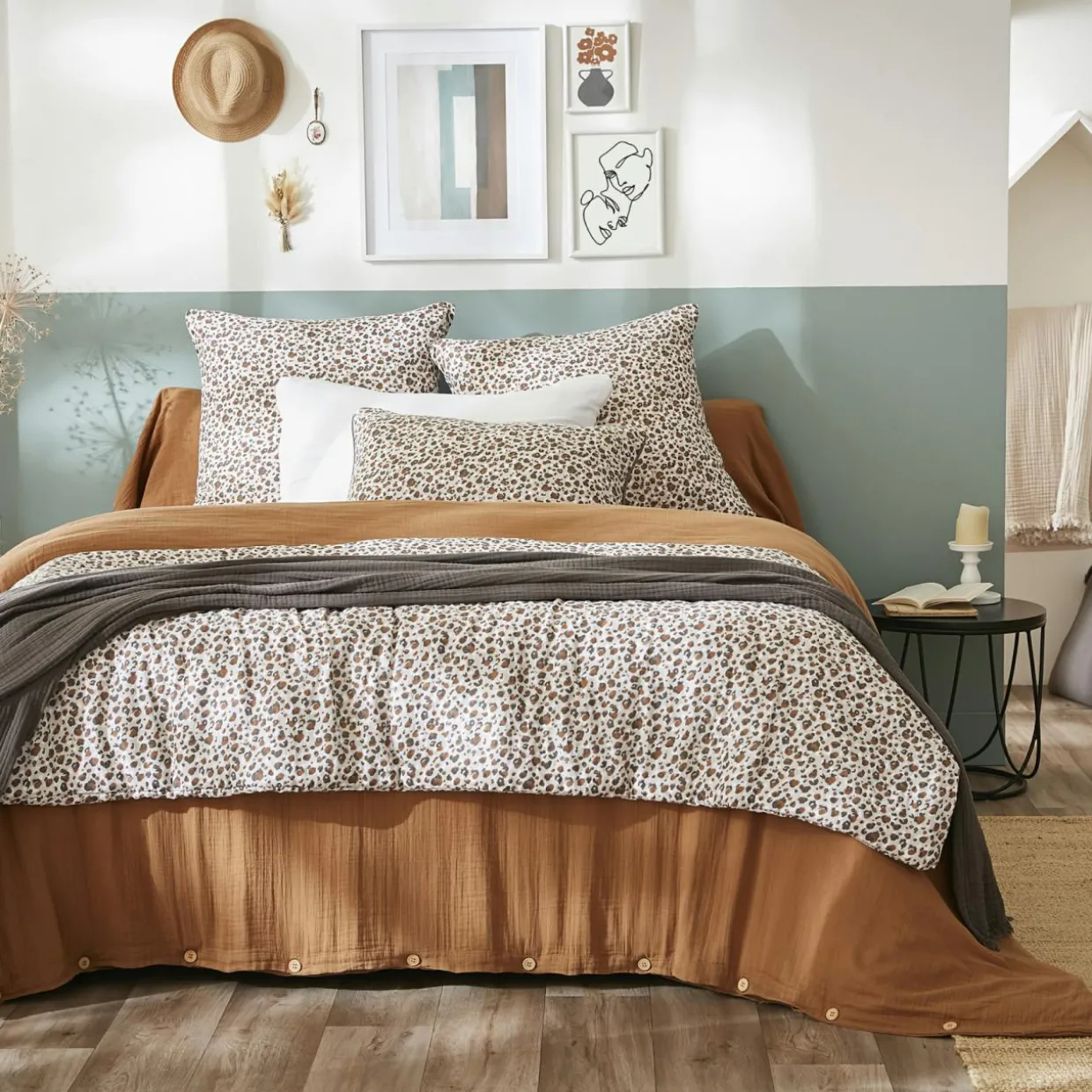 Taie d'oreiller rectangulaire gaze de coton (50 x 70 cm) Rosa Marron