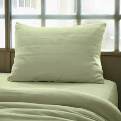 Taie d'oreiller rectangulaire gaze de coton (50 x 70 cm) Gaïa Vert tilleul