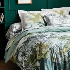 Taie d'oreiller rectangulaire percale de coton (50 x 70 cm) Trinidad Mousson Verte