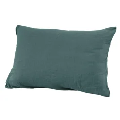 Taie d'oreiller rectangulaire gaze de coton (50 x 70 cm) Gaïa Bleu canard