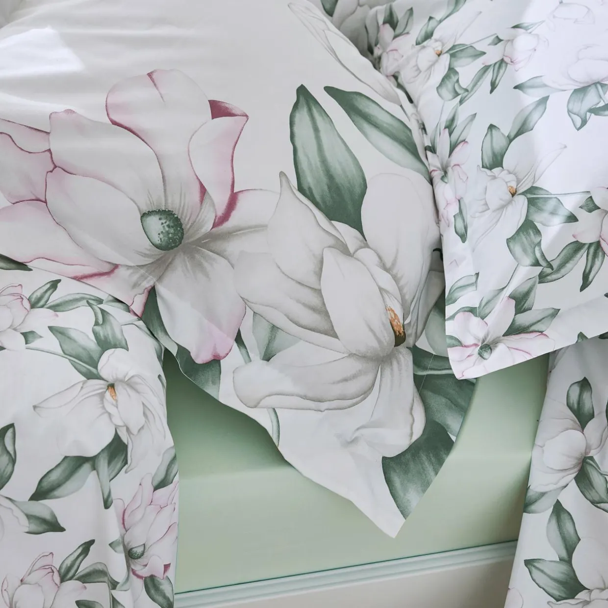 Taie d'oreiller rectangulaire percale de coton (50 x 70 cm) Magnolia Vert sauge