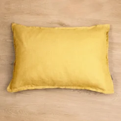 Taie d'oreiller rectangulaire lin lavé (50 x 70 cm) Louise Jaune moutarde