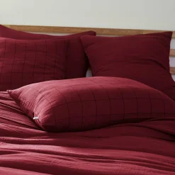 Taie d'oreiller rectangulaire gaze de coton (50 x 70 cm) Gaïa Match Lie de vin