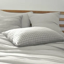 Taie d'oreiller rectangulaire gaze de coton (50 x 70 cm) Gaïa Mix Gris nuage