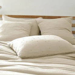 Taie d'oreiller rectangulaire gaze de coton (50 x 70 cm) Gaïa Chic Beige pampa
