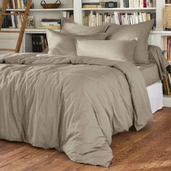 Taie d'oreiller rectangulaire percale de coton (50 x 70 cm) Cali Taupe