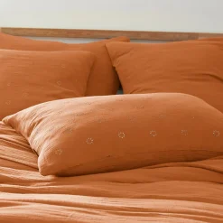 Taie d'oreiller rectangulaire gaze de coton (50 x 70 cm) Gaïa Boho Abricot