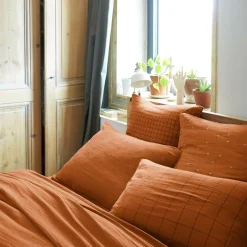 Taie d'oreiller rectangulaire gaze de coton (50 x 70 cm) Gaïa Boho Abricot