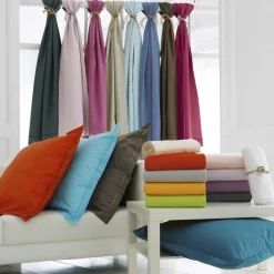 Taie d'oreiller rectangulaire coton Félicie Rose clair ruban