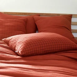 Taie d'oreiller rectangulaire gaze de coton (50 x 70 cm) Gaïa Mix Terracotta