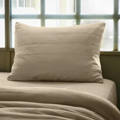 Taie d'oreiller rectangulaire gaze de coton (50 x 80 cm) Gaïa Ficelle