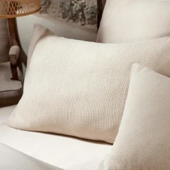 Taie d'oreiller rectangulaire coton nid d'abeille (50 x 80 cm) Eva Beige