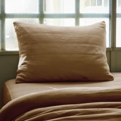 Taie d'oreiller rectangulaire gaze de coton (50 x 70 cm) Gaïa Camel