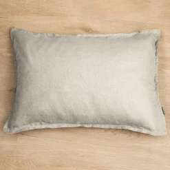 Taie d'oreiller rectangulaire lin lavé (50 x 80 cm) Louise Beige