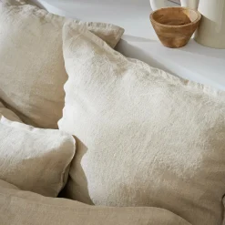 Taie d'oreiller rectangulaire lin lavé (50 x 80 cm) Louise Beige