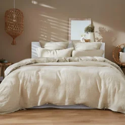 Taie d'oreiller rectangulaire lin lavé (50 x 80 cm) Louise Beige