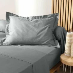 Taie d'oreiller rectangulaire coton bio (50 x 70 cm) Biolina Gris