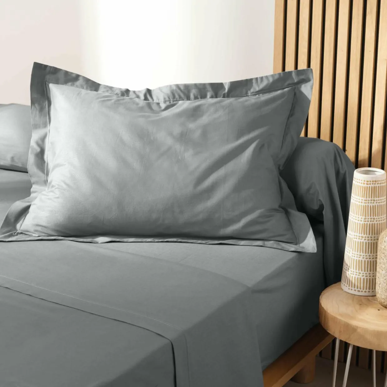 Taie d'oreiller rectangulaire coton bio (50 x 70 cm) Biolina Gris