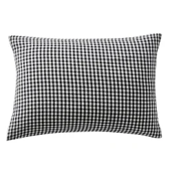 Taie d'oreiller rectangulaire gaze de coton (50 x 70 cm) Gaïa vichy Noire