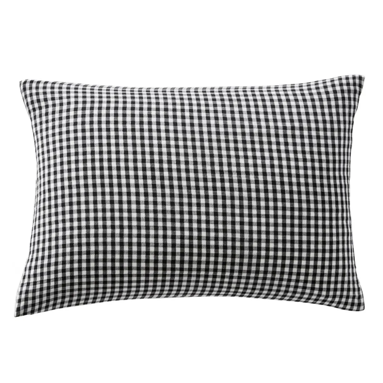 Taie d'oreiller rectangulaire gaze de coton (50 x 70 cm) Gaïa vichy Noire