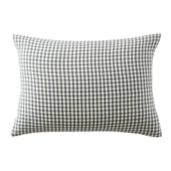 Taie d'oreiller rectangulaire gaze de coton (50 x 70 cm) Gaïa vichy Vert romarin