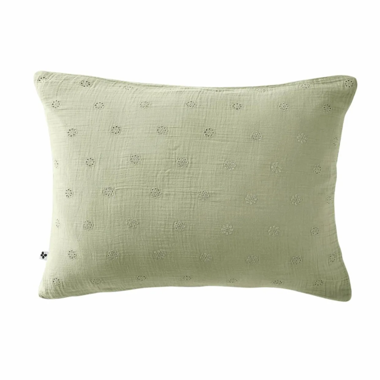 Taie d'oreiller rectangulaire gaze de coton (50 x 70 cm) Gaïa Boho Vert tilleul