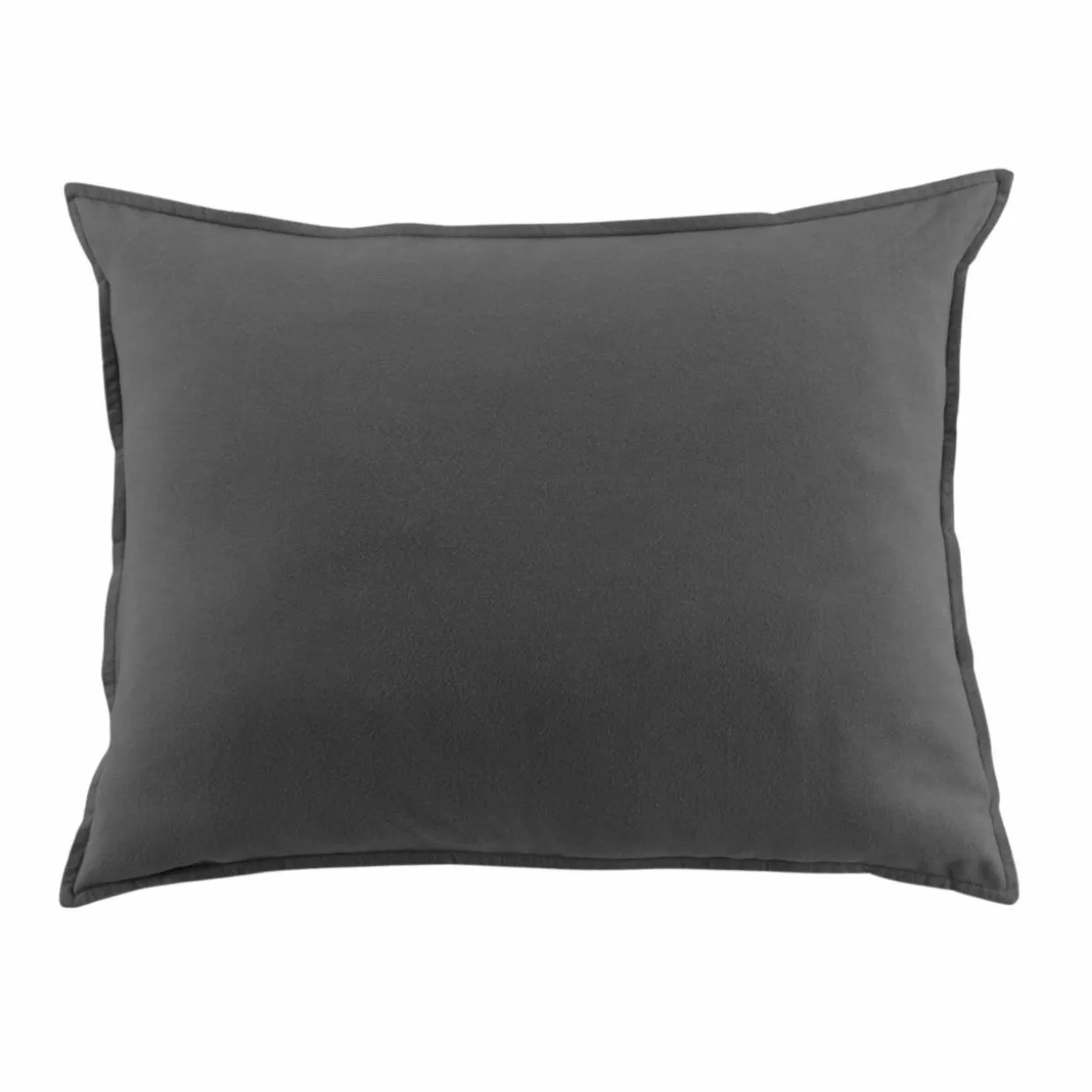 Taie d'oreiller rectangulaire flanelle de coton (50 x 70 cm) Nina Gris anthracite