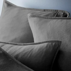 Taie d'oreiller rectangulaire flanelle de coton (50 x 70 cm) Nina Gris anthracite