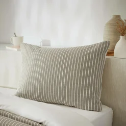 Taie d'oreiller rectangulaire réversible coton texturé et percale (50 x 70 cm) Alice Ecru