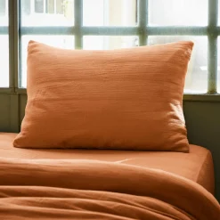 Taie d'oreiller rectangulaire gaze de coton (50 x 70 cm) Gaïa Abricot