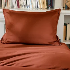 Taie d'oreiller rectangulaire percale de coton (50 x 80 cm) Cali Terracotta