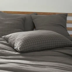 Taie d'oreiller rectangulaire gaze de coton (50 x 70 cm) Gaïa Mix Gris granit