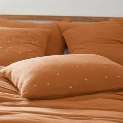 Taie d'oreiller rectangulaire gaze de coton (50 x 70 cm) Gaïa Chic Abricot