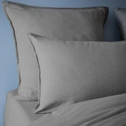 Taie d'oreiller rectangulaire flanelle de coton (50 x 70 cm) Théa Gris anthracite