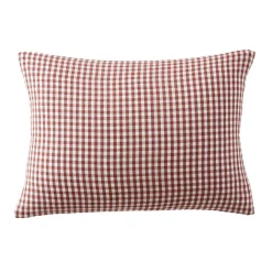 Taie d'oreiller rectangulaire gaze de coton (50 x 70 cm) Gaïa vichy Terracotta