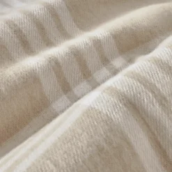 Taie d'oreiller rectangulaire flanelle de coton (50 x 70 cm) Nina carreaux Beige