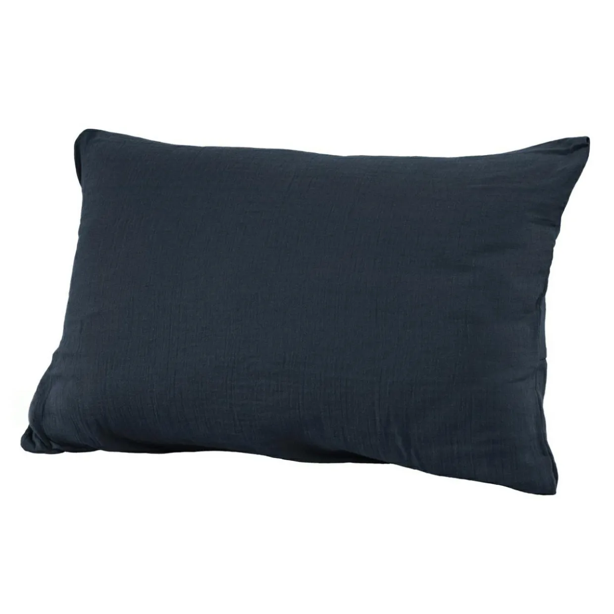 Taie d'oreiller rectangulaire gaze de coton (50 x 80 cm) Gaïa Bleu nuit