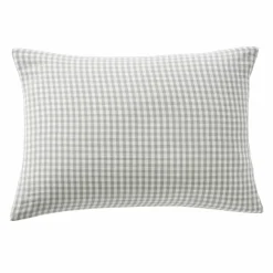 Taie d'oreiller rectangulaire gaze de coton (50 x 70 cm) Gaïa vichy Vert eucalyptus