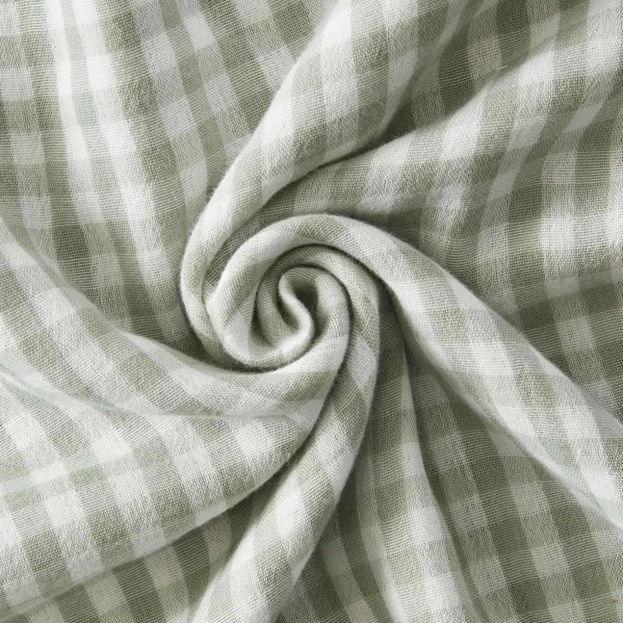 Taie d'oreiller rectangulaire gaze de coton (50 x 70 cm) Gaïa vichy Vert eucalyptus