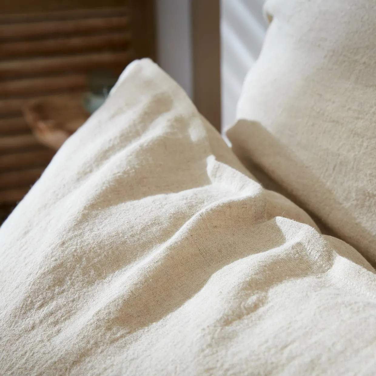 Taie d'oreiller rectangulaire lin lavé (50 x 70 cm) Louise Beige