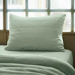 Taie d'oreiller rectangulaire gaze de coton (50 x 70 cm) Gaïa Vert eucalyptus