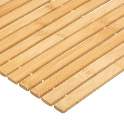 Tapis de bain caillebotis à rouler bambou (60 x 40 cm) Leo Beige