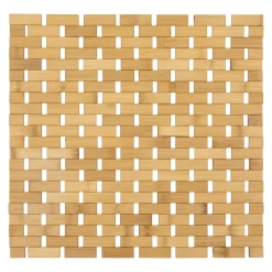 Tapis de bain Caillebotis carré bambou (45 x 45 cm) Antidérapant Beige