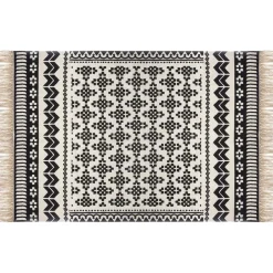 Tapis de salon coton (120 x 170 cm) Delhi Noir et blanc