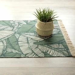 Tapis de salon coton (120 x 170 cm) Jungle Vert