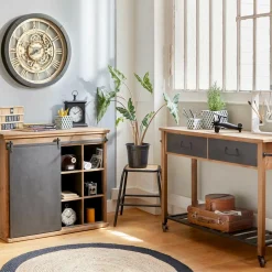 Tapis de salon jute rond (120 cm) Bord Noir