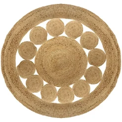 Tapis de salon jute rond (120 cm) Vent Beige naturel